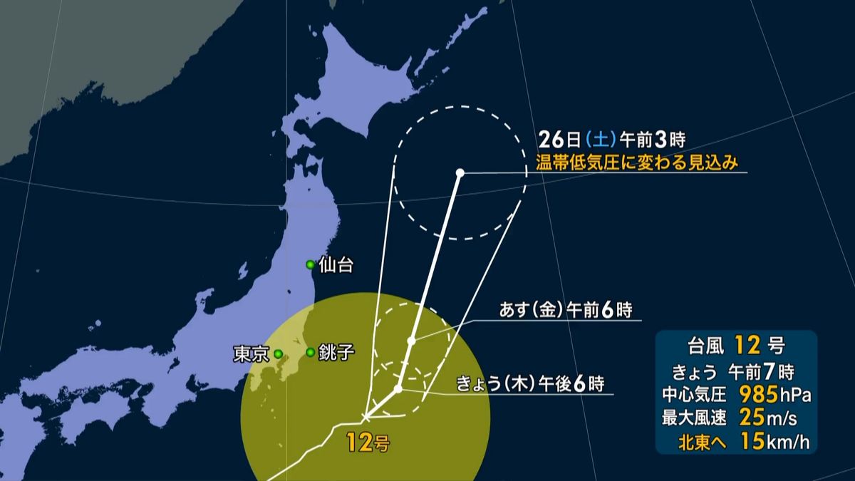 台風　関東～東北の太平洋沿岸で強風に注意