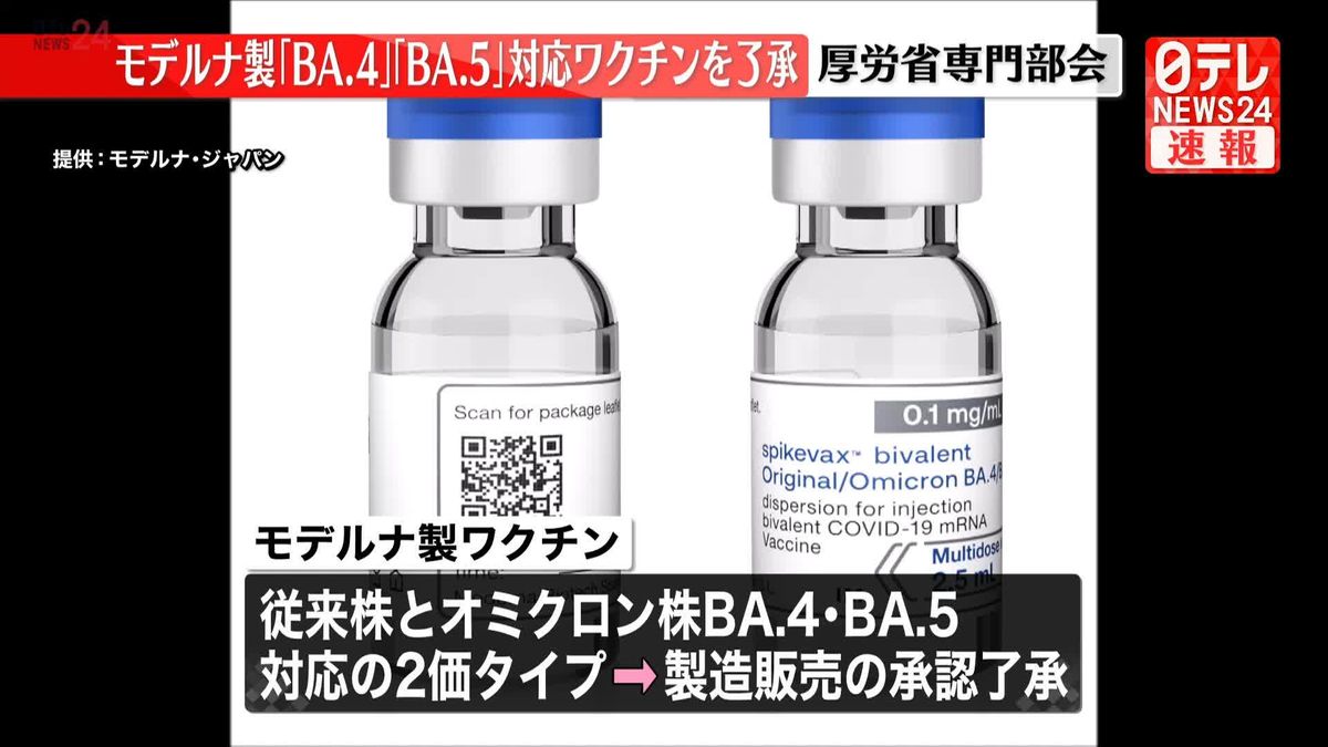 オミクロン株「BA.4」「BA.5」対応モデルナ製ワクチンの製造販売を了承　厚労省専門部会