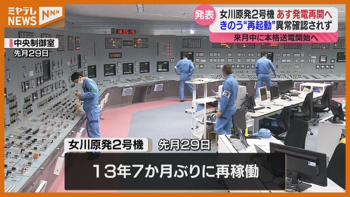 ＜女川原発2号機＞15日から”発電再開”へ”　13日改めて原子炉を起動