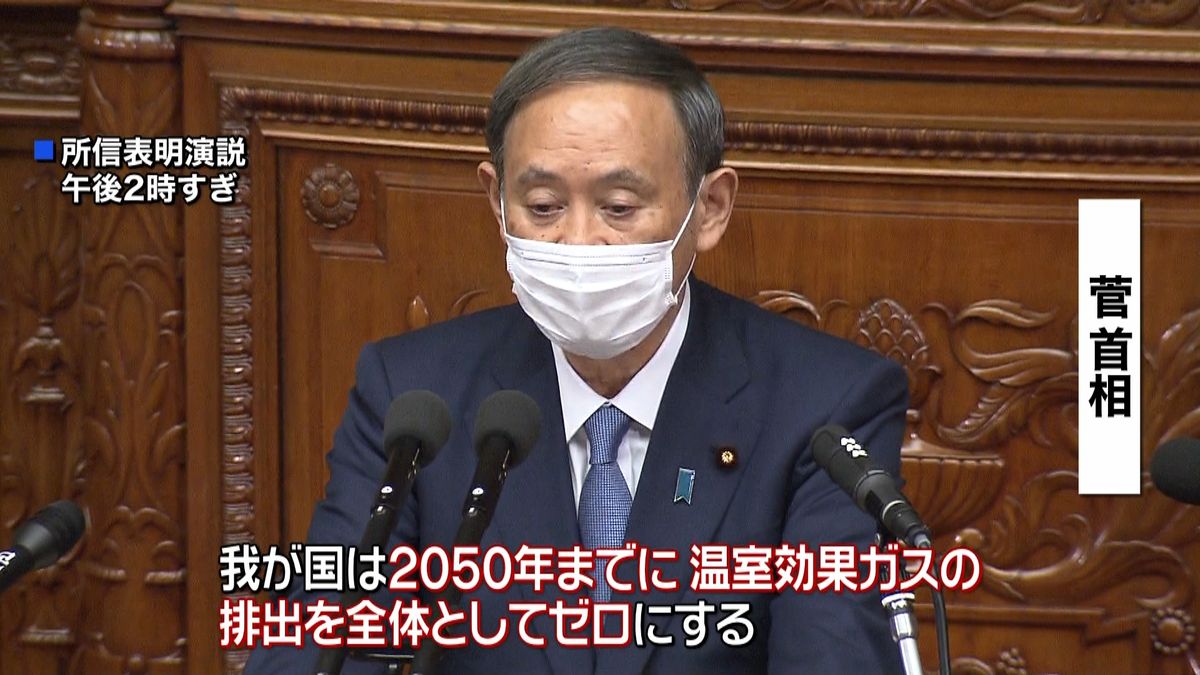 菅総理が初所信表明「脱炭素社会の実現」を