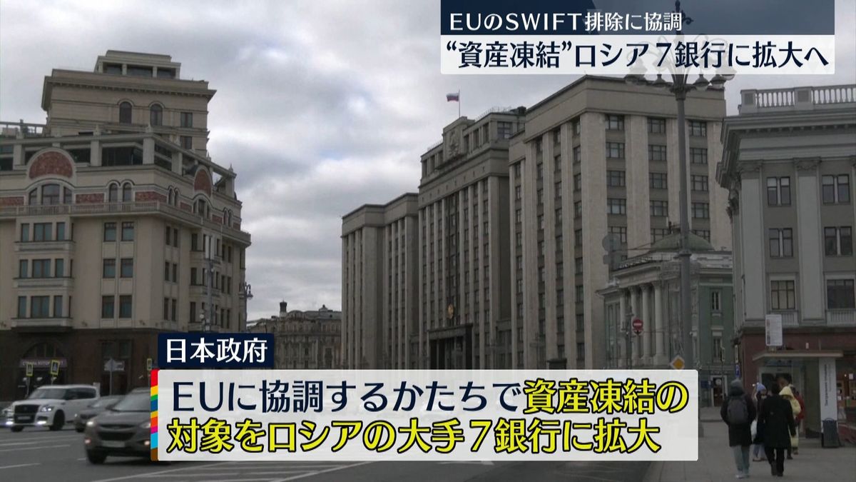 鈴木財務相“資産凍結”ロシア7銀行拡大へ