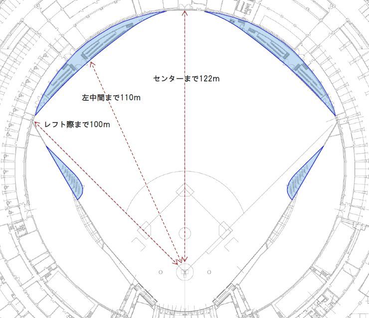 設置予定のホームランウイングとアリーナシートのイメージ図(球団提供)