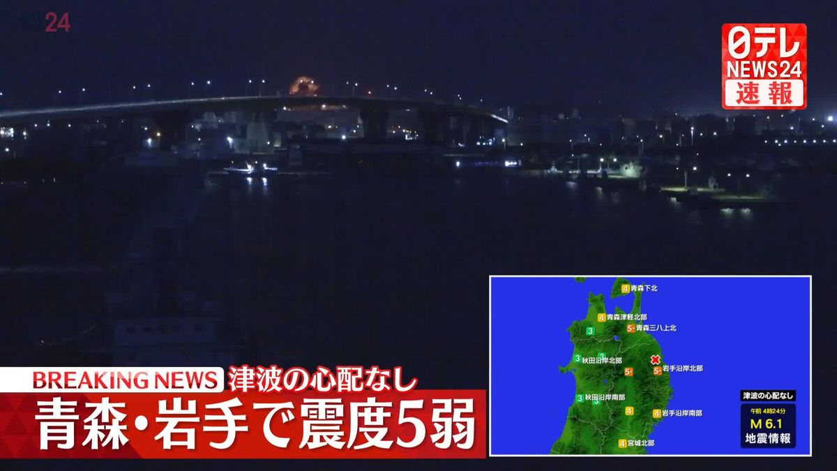 長周期地震動　岩手沿岸北部で階級２