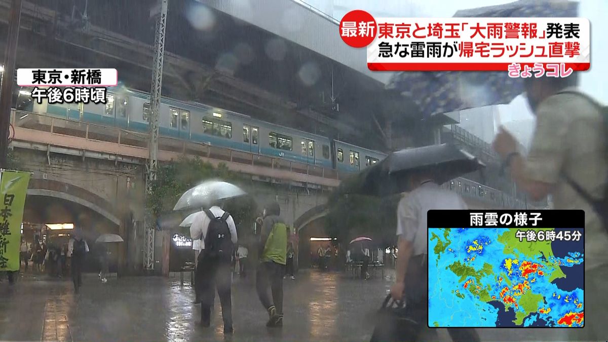 都内で急な雷雨…“帰宅ラッシュ”直撃　関東では今後も激しい雨に警戒を