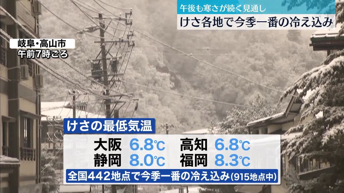 東京都心など各地で今季一番の冷え込み　午後も寒さが続く見通し