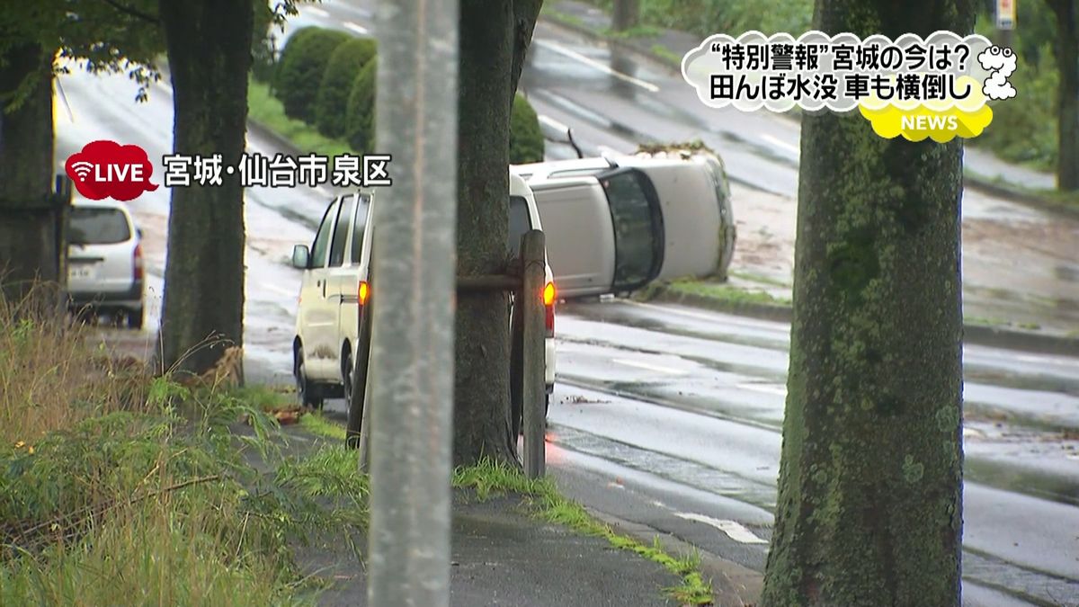 大雨特別警報　宮城は道路の冠水など相次ぐ