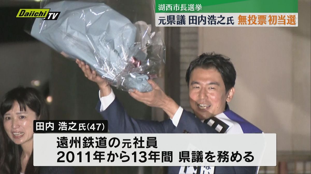 湖西市長選挙　元県議の田内浩之氏（47）無投票で初当選　公共交通・地震津波対策などに意欲（静岡）