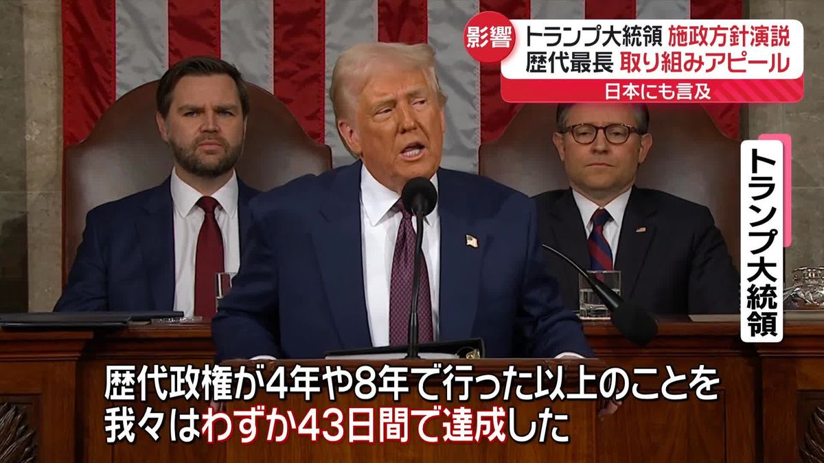 トランプ大統領が施政方針演説“歴代最長”1時間40分…成果や取り組みアピール 