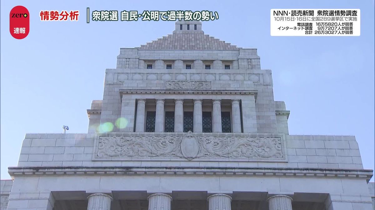 衆院選　自民・公明で過半数の勢い