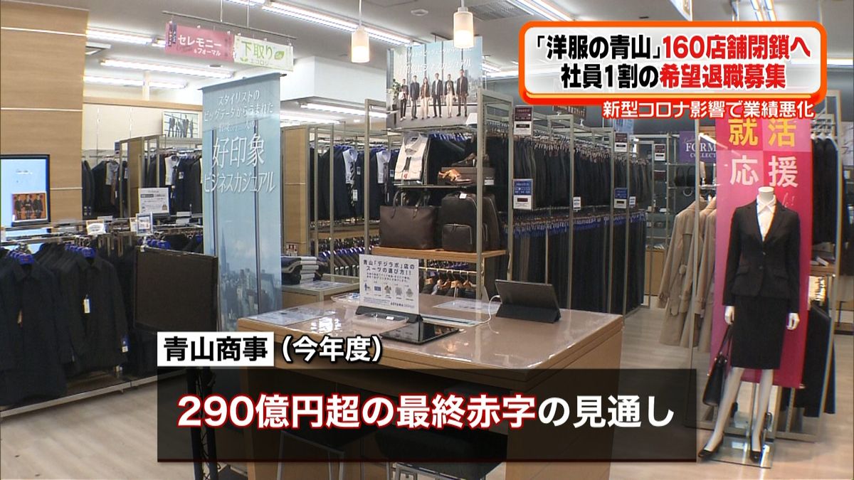 コロナ影響「洋服の青山」１６０店舗閉鎖へ