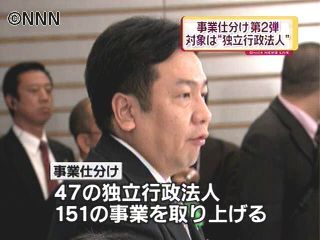 事業仕分け第２弾　対象１５１事業決まる