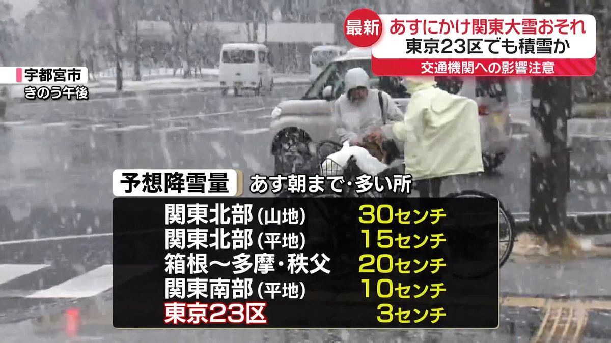 あす朝にかけ都心でも積雪のおそれ