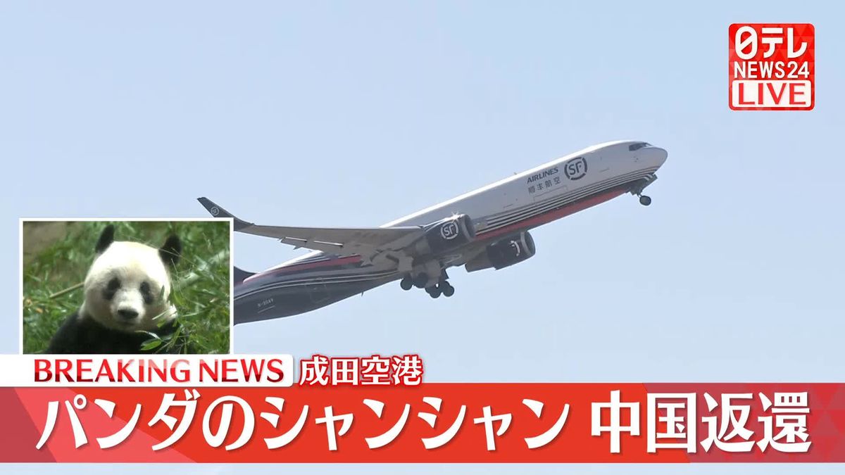 シャンシャン載せた飛行機が離陸…中国へ　成田空港