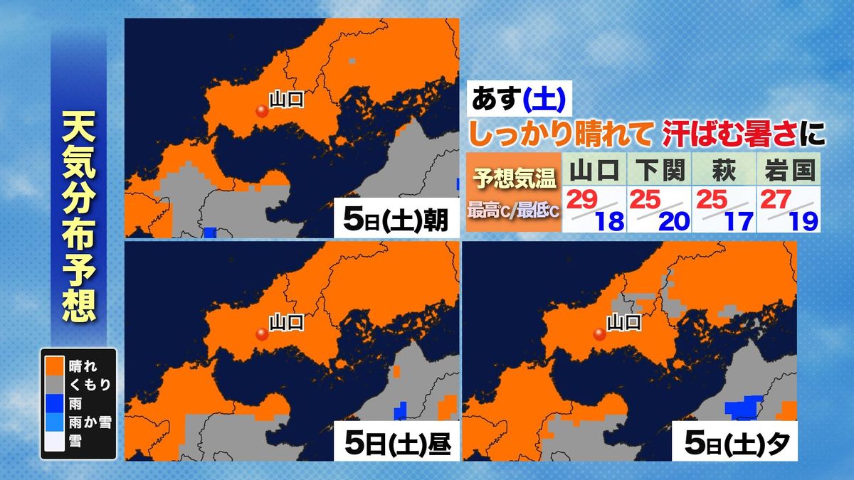 あす5日(土)天気分布予想