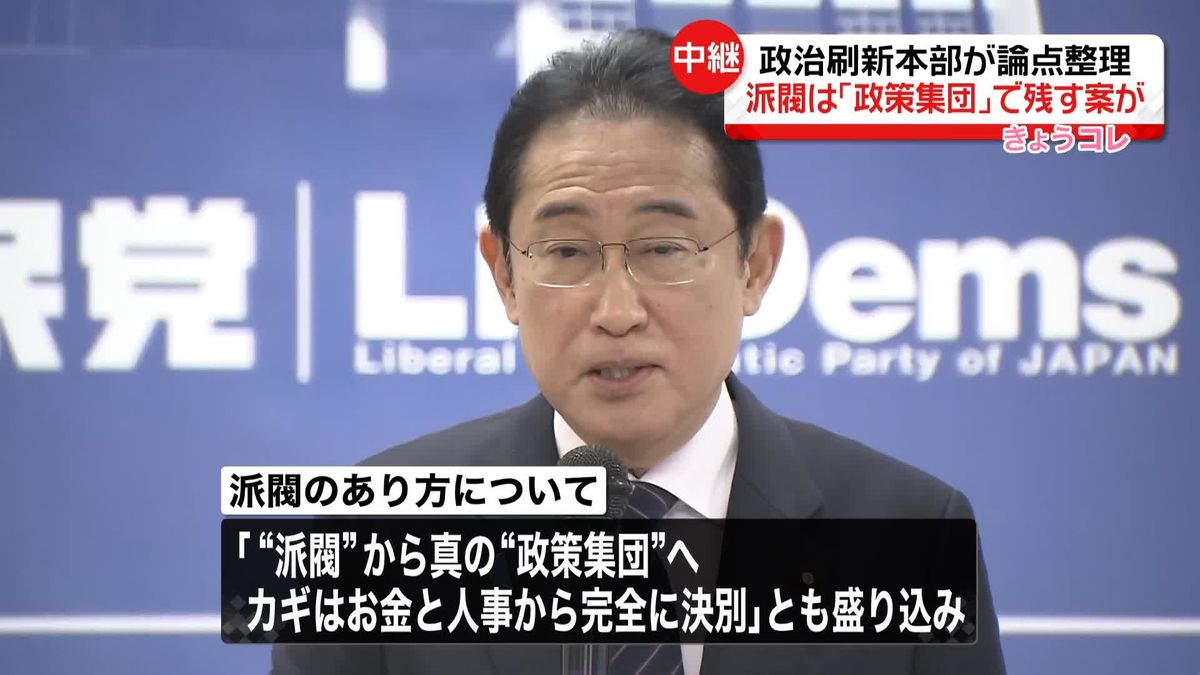 政治刷新本部が論点整理　派閥は「政策集団」で残す案が示される