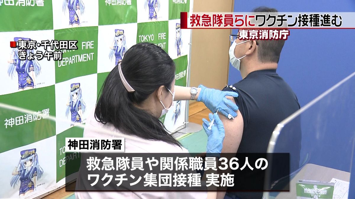 東京消防庁　救急隊員らにワクチン接種進む