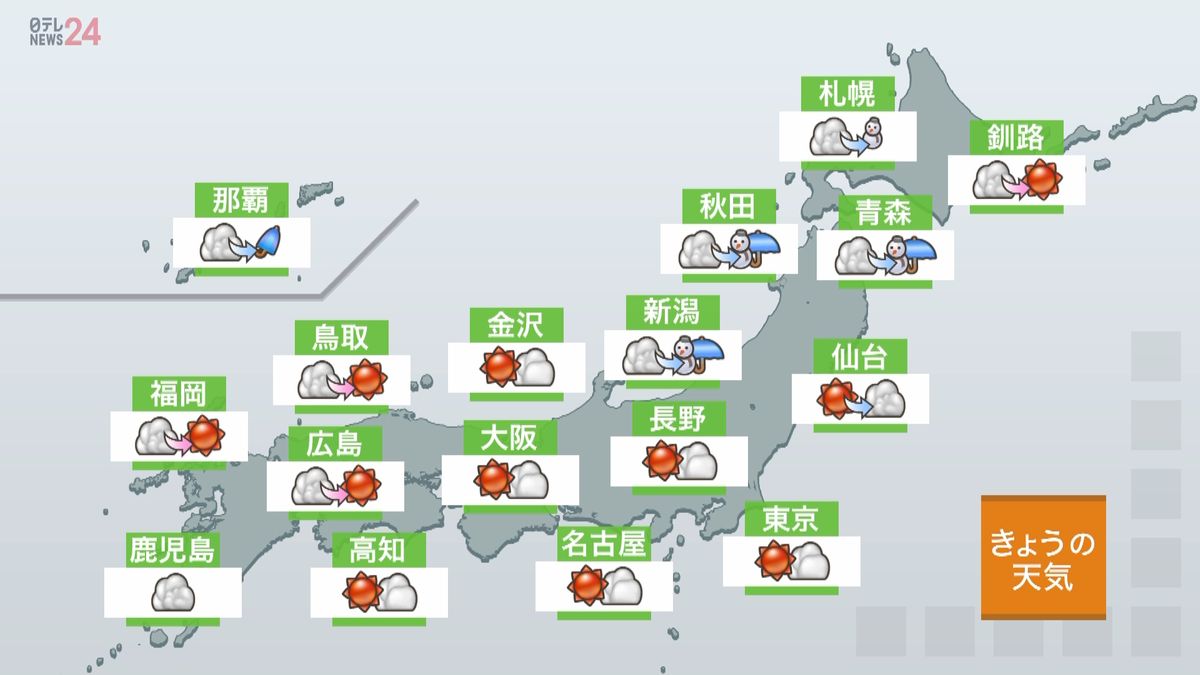 【天気】東日本・西日本を中心に晴れ間