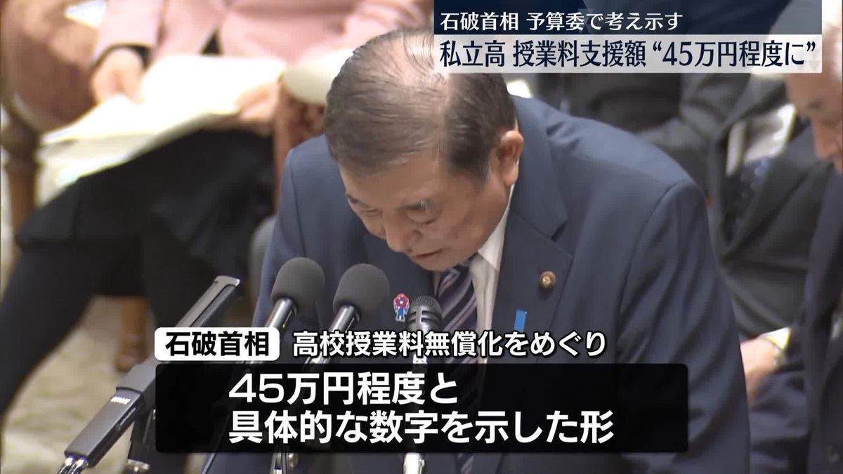 石破首相、私立高校の授業料支援額“45万円程度に引き上げる”