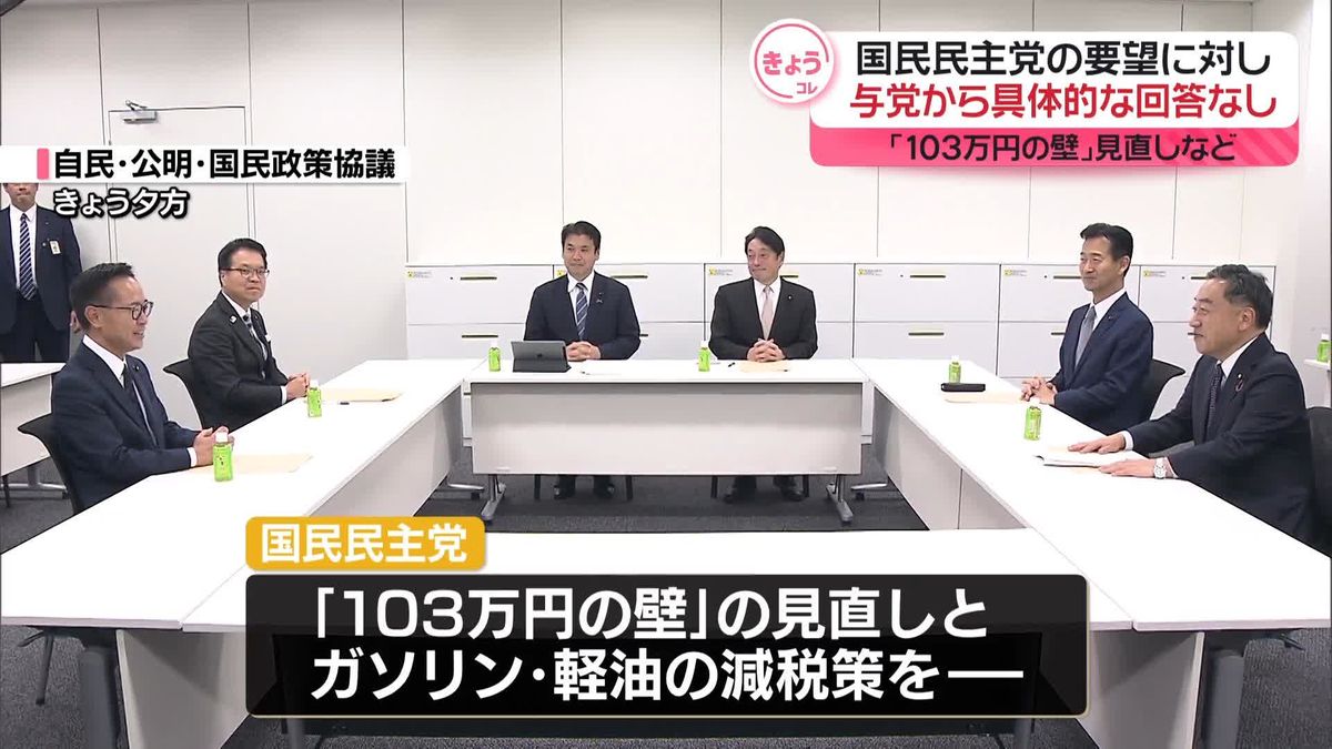  ｢103万円の壁｣見直しなどの明記 　国民民主の要望に与党から具体的な回答なし　