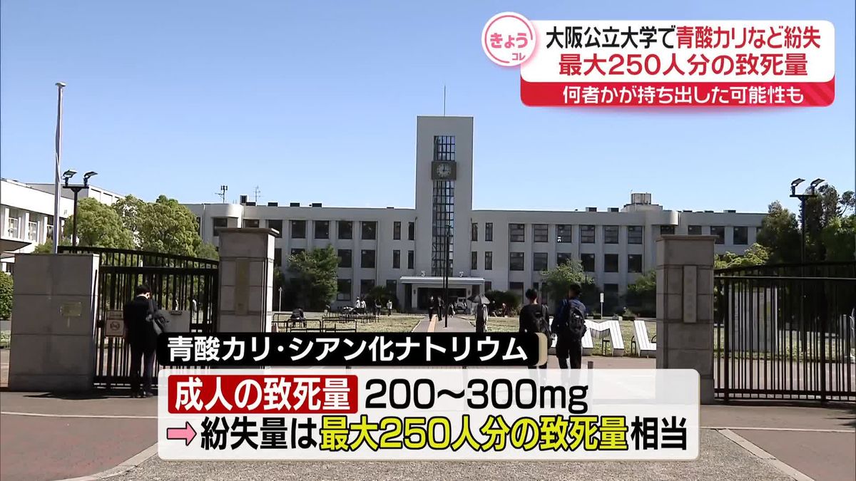 青酸カリなど紛失…最大250人分の致死量に相当　大阪公立大学