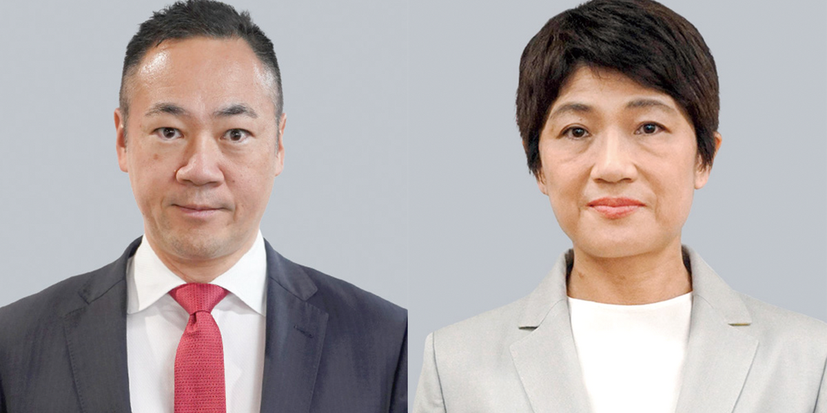 左：鈴木馨祐 法務相 右：西村智奈美 衆議院法務委員長