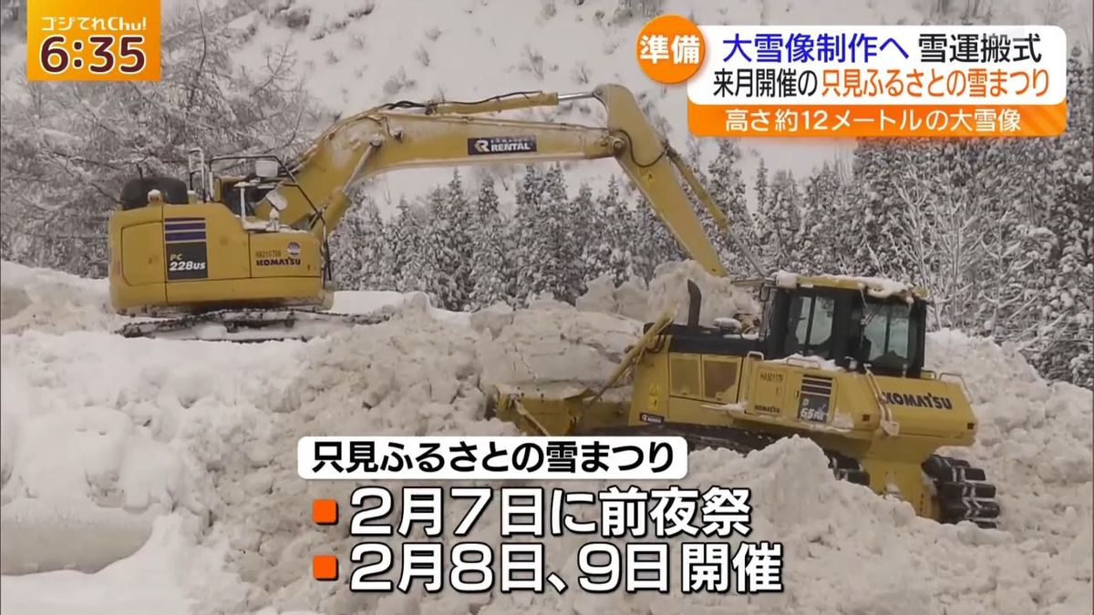 只見町で高さ12mの“大雪像”制作へ　雪の運搬始まる・福島