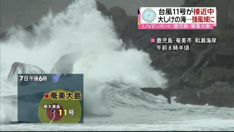 強風域に入った鹿児島県奄美大島の様子は…