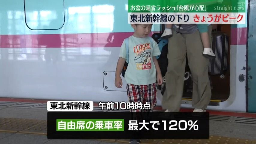 「台風が心配」帰省ラッシュ始まる　東北新幹線下りピーク　＜ＪＲ仙台駅＞