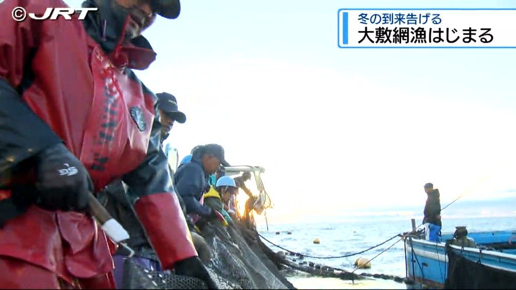 冬の到来を告げる大敷網漁が海陽町の鞆浦沖で始まる　網を上げないとわからないわくわく感ある伝統漁法【徳島】