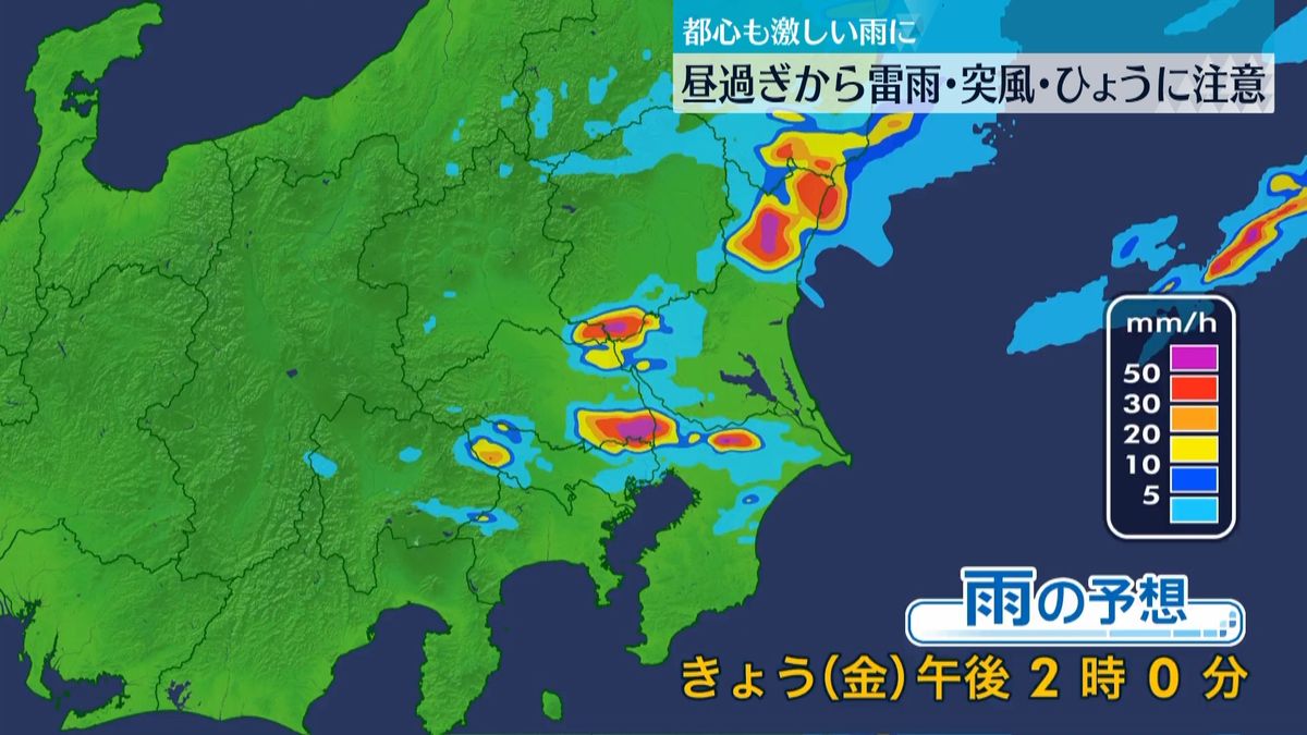 昼過ぎから天気の急変に注意　東京都心も激しい雨に