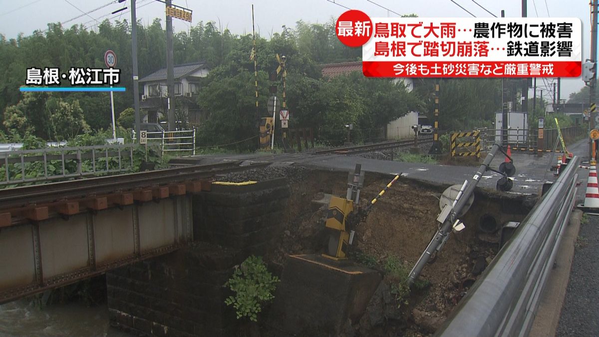 鳥取・島根で大雨　農作物なども被害