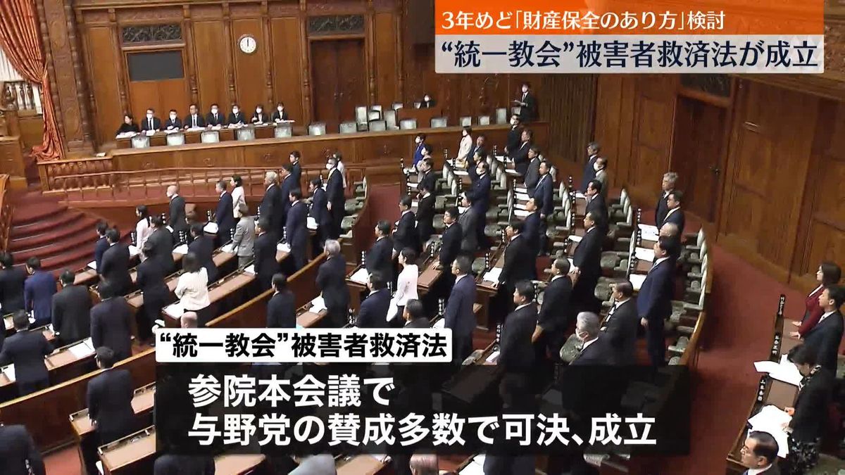 “統一教会”被害者救済法　参院本会議で可決、成立