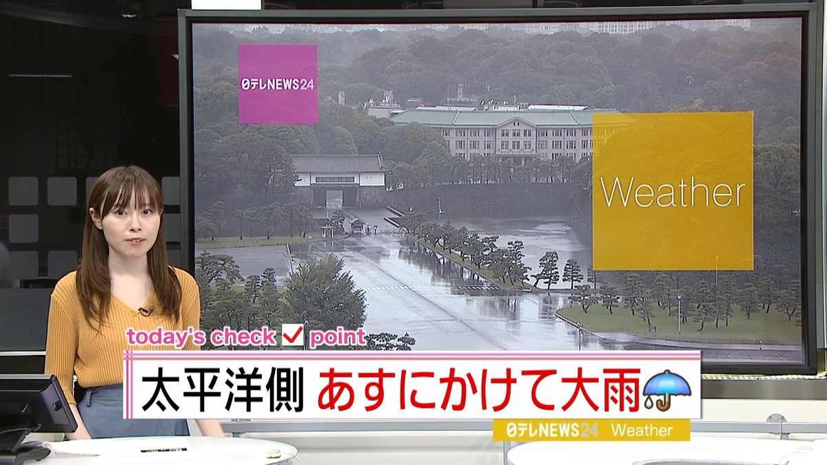 【天気】太平洋側　あすにかけて大雨