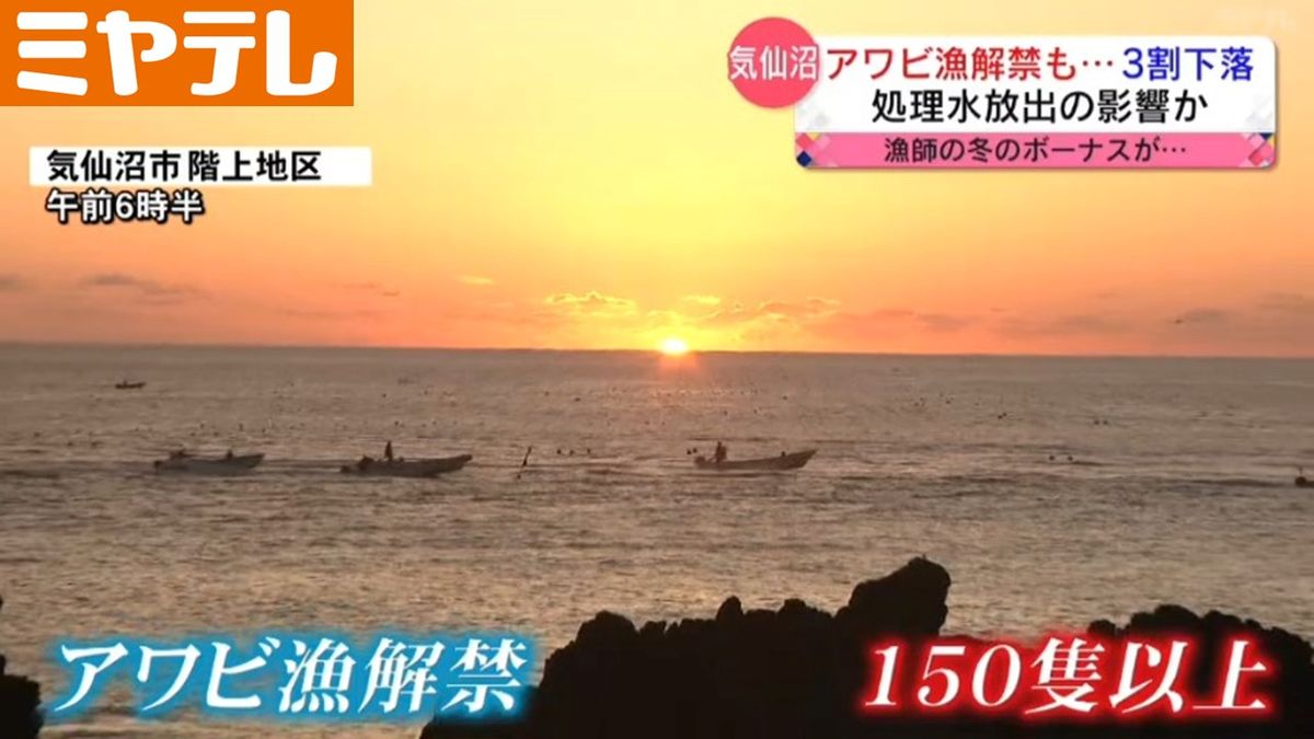 「今年安いもん、張り合いない」アワビ漁15日解禁　初日の取引価格　去年に比べ3割ほど下落　福島第一原発の処理水放出の影響か（宮城・気仙沼市）