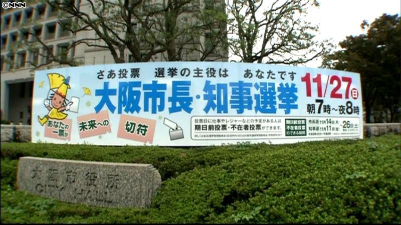 大阪府知事選１０日告示　市長選とダブル選