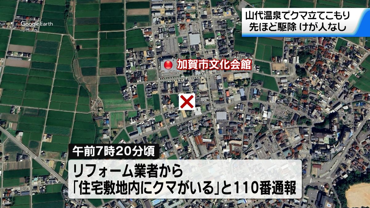 石川・加賀市の温泉街の住宅敷地にクマ立てこもり　散弾銃で駆除　けが人なし