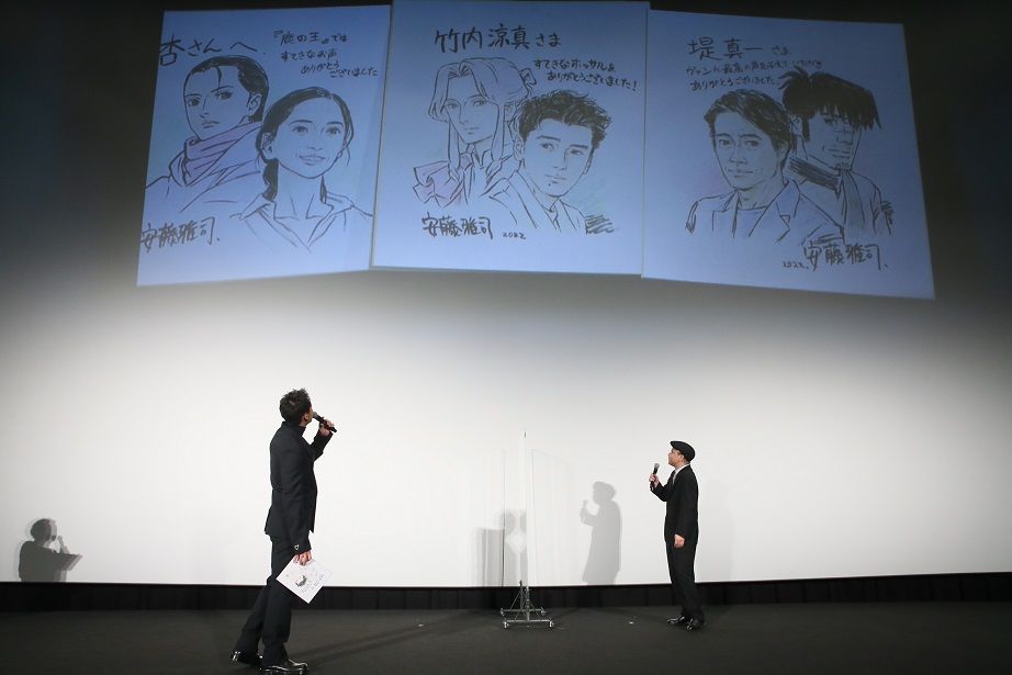 杏さん、竹内涼真さん、堤真一さんの3人のために安藤監督が描いたイラスト