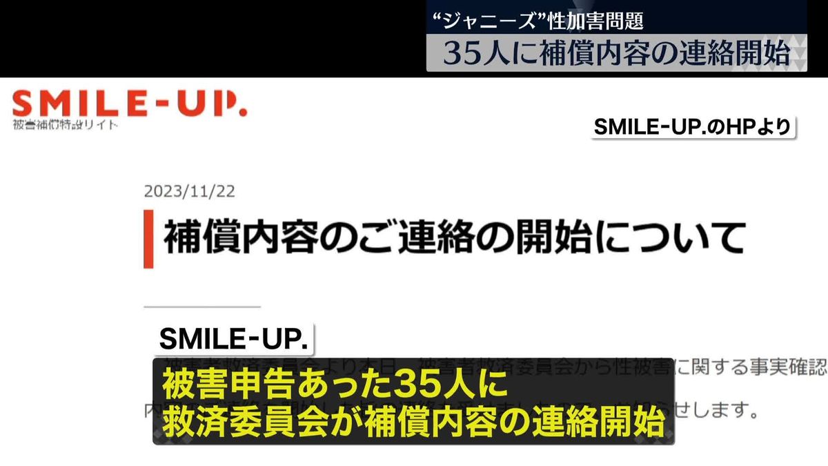 “ジャニーズ”性加害問題　35人に補償内容の連絡開始　SMILE-UP.が発表