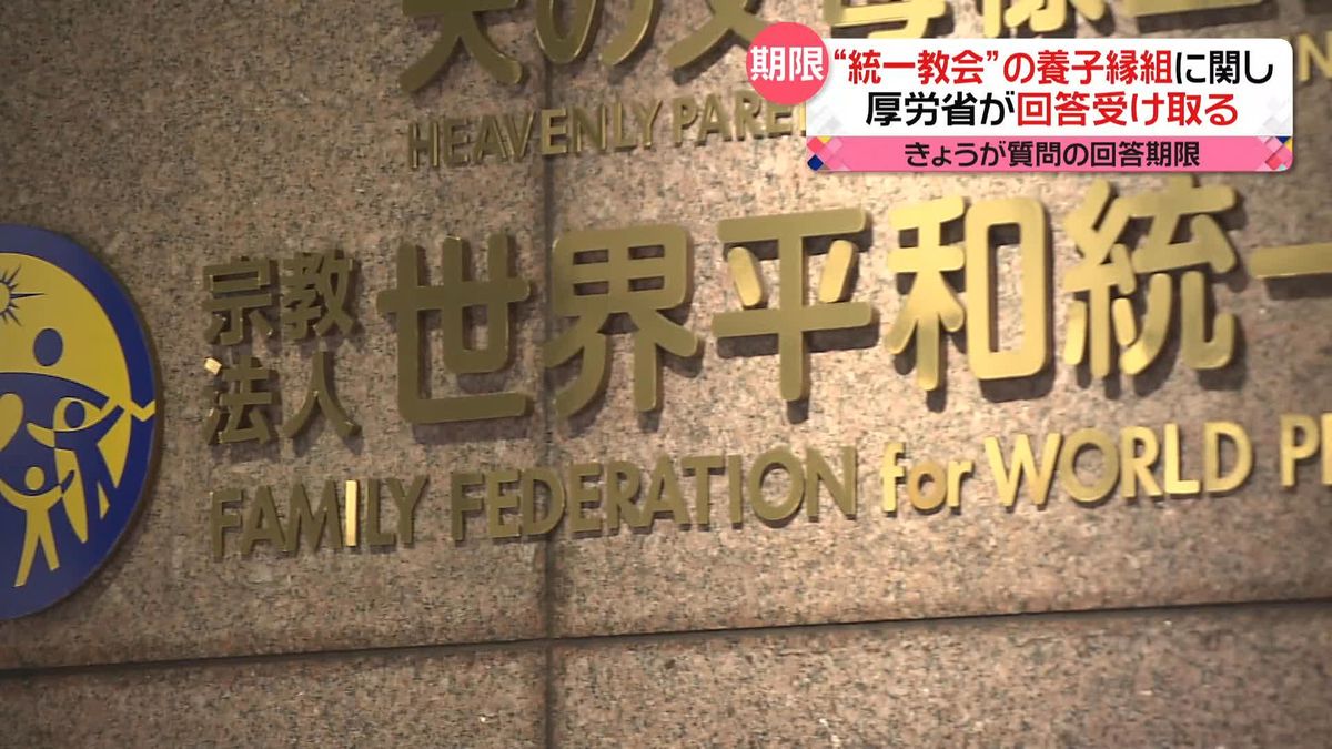 “養子縁組”実態など尋ねた質問書　教団から厚労省に回答届く