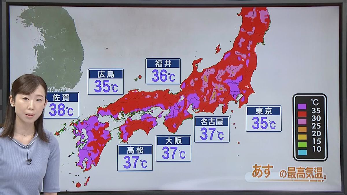 【あすの天気】西～東日本は広く晴れ…熊本38℃など各地で猛暑日予想