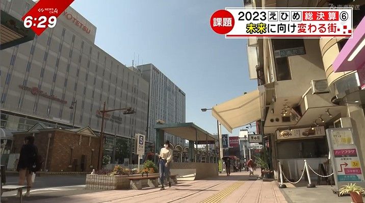 松山市駅の西側に位置する花園町西通り商店街