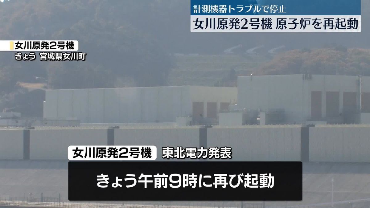 女川原発2号機、“計測器トラブルで停止”原子炉を再起動