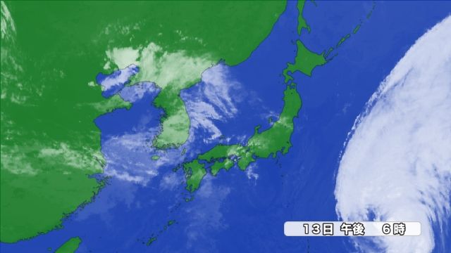 13日午後6時の雲の様子