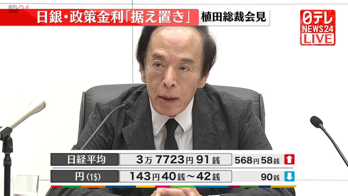 【動画】日銀・植田総裁が会見　政策金利を0.25％程度に据え置き