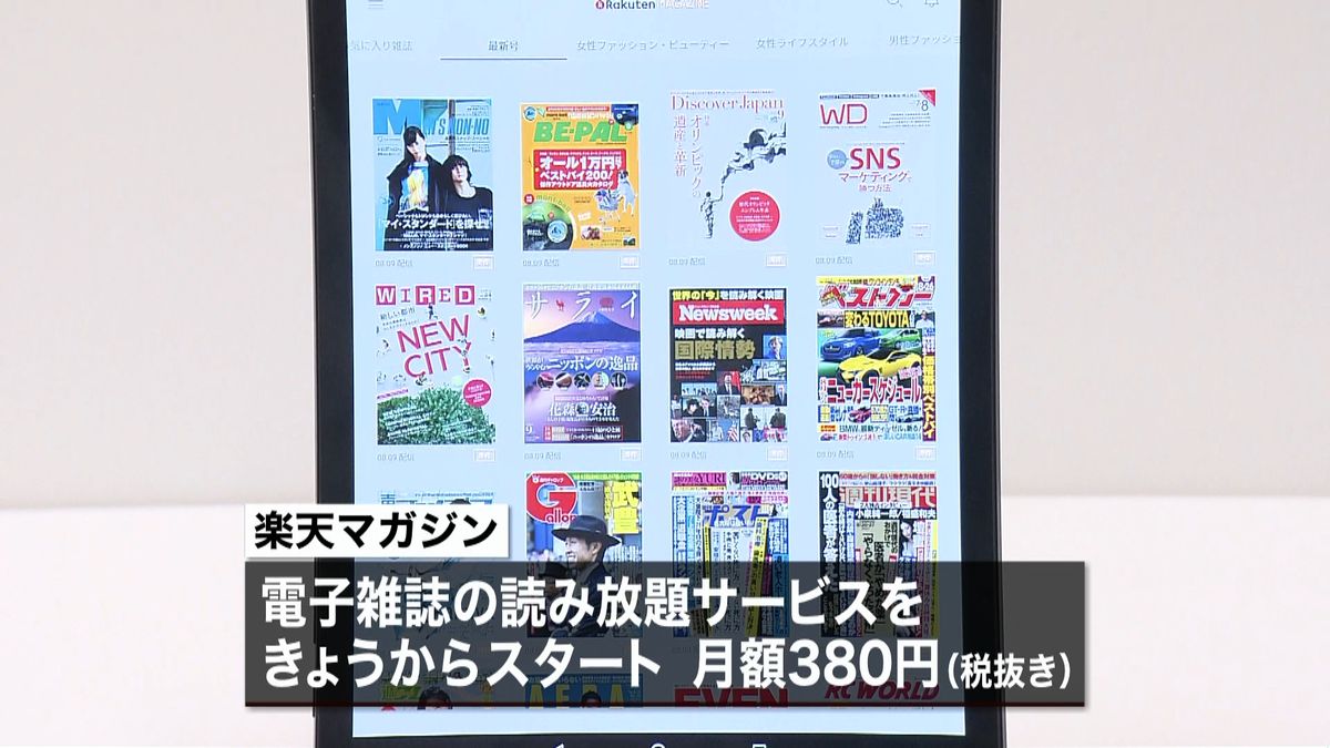 楽天、電子雑誌の読み放題サービス開始