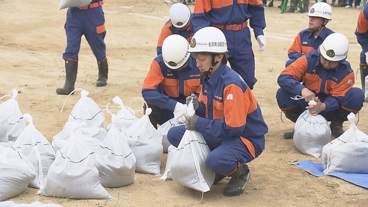 災害に備える　出水期前に松前町で自主防災訓練