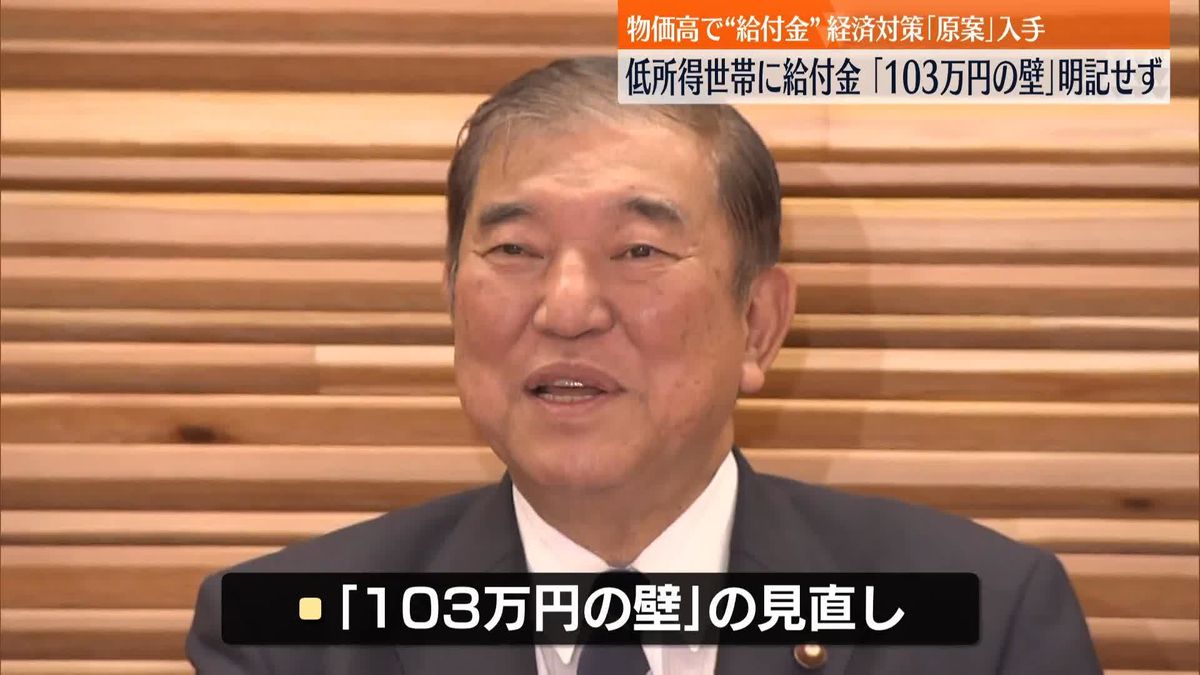 低所得世帯に給付金　「103万円の壁」は言及されず　政府の経済対策原案