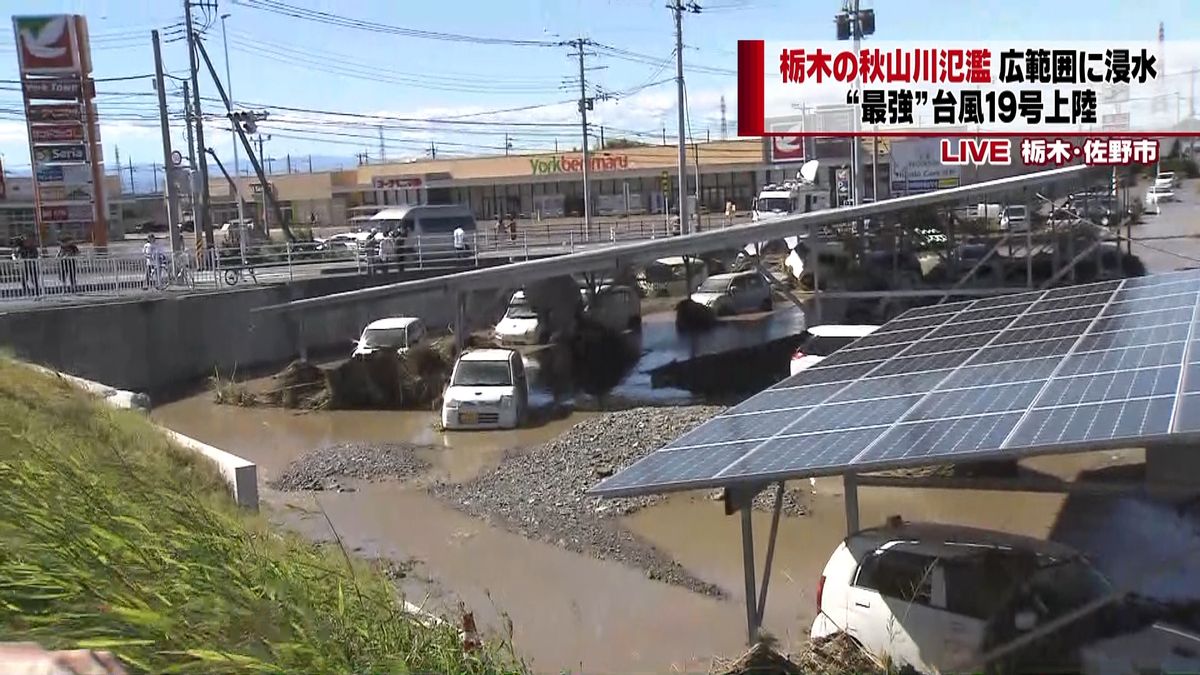 栃木・佐野市で秋山川が氾濫　広範囲に浸水