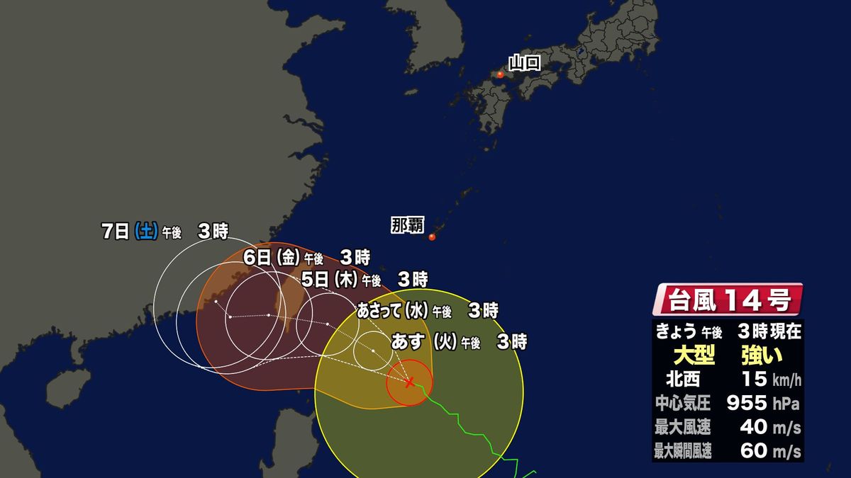 台風14号予想進路