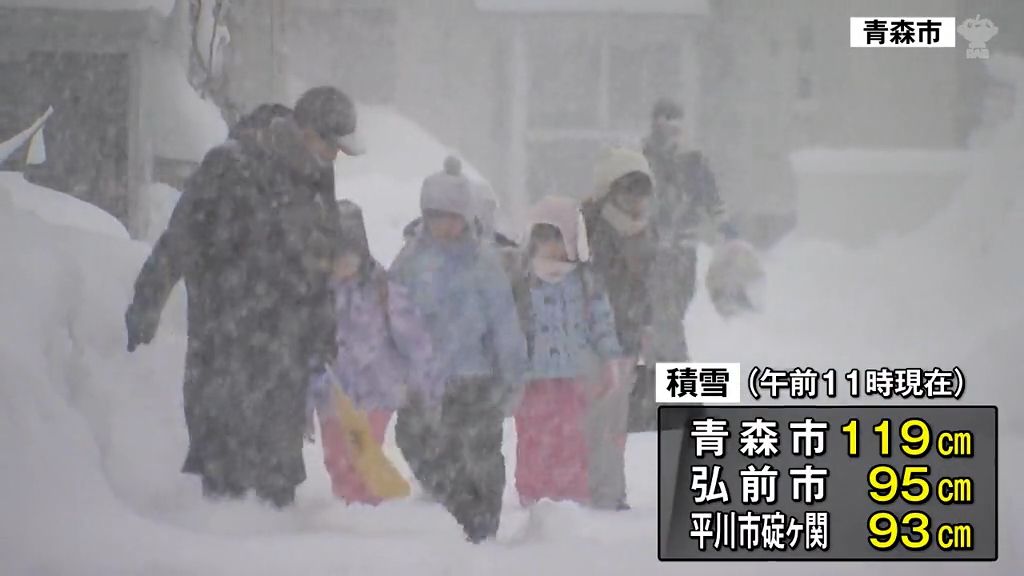 雪でホワイトアウト…青森県青森市の積雪再び120センチに迫り雪かき“うんざり”　鉄道にも乱れ相次ぐ